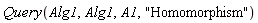 Query(Alg1, Alg1, A1, "Homomorphism")