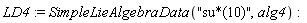 LD4 := SimpleLieAlgebraData("su*(10)", alg4)