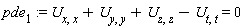pde[1] := U[x, x]+U[y, y]+U[z, z]-U[t, t] = 0