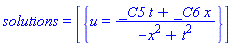 solutions = [{u = (_C5*t+_C6*x)/(-x^2+t^2)}]