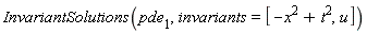 InvariantSolutions(pde[1], invariants = [-x^2+t^2, u])