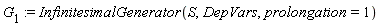 G[1] := InfinitesimalGenerator(S, DepVars, prolongation = 1)