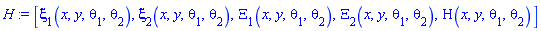 [xi[1](x, y, theta[1], theta[2]), xi[2](x, y, theta[1], theta[2]), Xi[1](x, y, theta[1], theta[2]), Xi[2](x, y, theta[1], theta[2]), Eta(x, y, theta[1], theta[2])]
