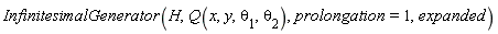 InfinitesimalGenerator(H, Q(x, y, theta[1], theta[2]), prolongation = 1, expanded)