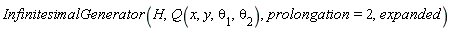 InfinitesimalGenerator(H, Q(x, y, theta[1], theta[2]), prolongation = 2, expanded)