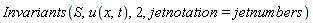 Invariants(S, u(x, t), 2, jetnotation = jetnumbers)