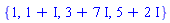 {1, 1+I, 3+7*I, 5+2*I}