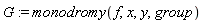 G := monodromy(f, x, y, group)