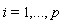 i = 1, () .. (), p