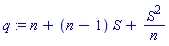 q := n+(n-1)*S+S^2/n