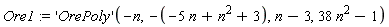 Ore1 := ('OrePoly')(-n, 5*n-n^2-3, n-3, 38*n^2-1)