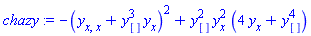 chazy := -(y[x, x]+y[]^3*y[x])^2+y[]^2*y[x]^2*(4*y[x]+y[]^4)