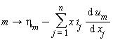 m->eta[m]-(&sum;)x i[j] (d u[m])/(d x[j])