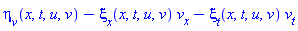 eta[v](x, t, u, v)-xi[x](x, t, u, v)*v[x]-xi[t](x, t, u, v)*v[t]