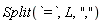 Split(`=`, L, ",")