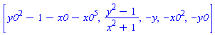 [y0^2-1-x0-x0^5, (y^2-1)/(x^2+1), -y, -x0^2, -y0]