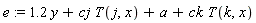 e := 1.2*y+cj*T(j, x)+a+ck*T(k, x)