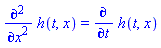 diff(h(t, x), `$`(x, 2)) = diff(h(t, x), t)