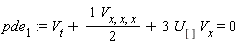 pde[1] := V[t]+(1/2)*V[x, x, x]+3*U[]*V[x] = 0