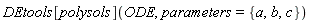 DEtools[polysols](ODE, parameters = {a, b, c})