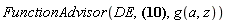 FunctionAdvisor(DE, JacobiTheta1(a, 1/ln(z)), g(a, z))