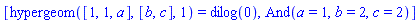 [hypergeom([1, 1, a], [b, c], 1) = dilog(0), And(a = 1, b = 2, c = 2)]