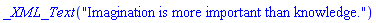 _XML_Text("Imagination is more important than knowledge.")