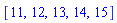 [11, 12, 13, 14, 15]