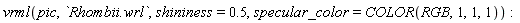vrml(pic, `Rhombii.wrl`, shininess = .5, specular_color = COLOR(RGB, 1, 1, 1))