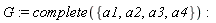 G := complete({a1, a2, a3, a4})