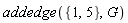 addedge({1, 5}, G)
