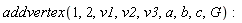 addvertex(1, 2, v1, v2, v3, a, b, c, G)