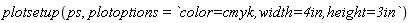 plotsetup(ps, plotoptions = `color=cmyk,width=4in,height=3in`)