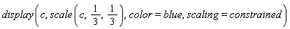 display(c, scale(c, 1/3, 1/3), color = blue, scaling = constrained)