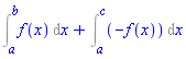 Int(f(x), x = a .. b)+Int(-f(x), x = a .. c)