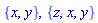 {x, y}, {z, x, y}