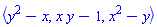 POLYNOMIALIDEAL(y^2-x, x*y-1, x^2-y, variables = {x, y}, characteristic = 0, known_groebner_bases = (table( [( plex(y, x) ) = [[1, x^3, -1+x^3], [1, y, -x^2+y]], ( tdeg(x, y) ) = [[1, y^2, y^2-x], [1, x*y, x*y-1], [1, x^2, x^2-y]] ] )))