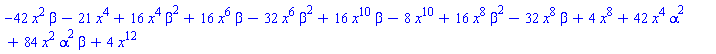 -42*x^2*beta-21*x^4+16*x^4*beta^2+16*x^6*beta-32*x^6*beta^2+16*x^10*beta-8*x^10+16*x^8*beta^2-32*x^8*beta+4*x^8+42*x^4*alpha^2+84*x^2*alpha^2*beta+4*x^12