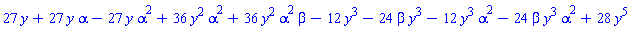 27*y+27*y*alpha-27*y*alpha^2+36*y^2*alpha^2+36*y^2*alpha^2*beta-12*y^3-24*beta*y^3-12*y^3*alpha^2-24*beta*y^3*alpha^2+28*y^5