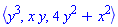 `<,>`(y^3, x*y, 4*y^2+x^2)