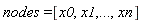 nodes = [x0, x1, () .. (), xn]