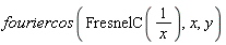 fouriercos(FresnelC(1/x), x, y)
