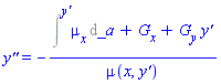 `y''` = -(Int(mu[x], _a = `` .. `y'`)+G[x]+G[y]*`y'`)/mu(x, `y'`)