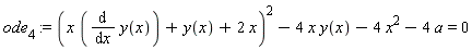 ode[4] := (x*(diff(y(x), x))+y(x)+2*x)^2-4*x*y(x)-4*x^2-4*a = 0