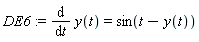 DE6 := diff(y(t), t) = sin(t-y(t))