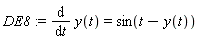 DE8 := diff(y(t), t) = sin(t-y(t))