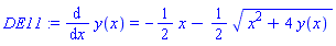 diff(y(x), x) = -(1/2)*x-(1/2)*(x^2+4*y(x))^(1/2)