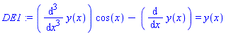 (diff(diff(diff(y(x), x), x), x))*cos(x)-(diff(y(x), x)) = y(x)