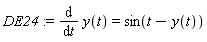 DE24 := diff(y(t), t) = sin(t-y(t))