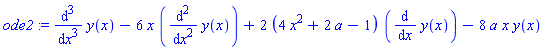 diff(diff(diff(y(x), x), x), x)-6*x*(diff(diff(y(x), x), x))+2*(4*x^2+2*a-1)*(diff(y(x), x))-8*a*x*y(x)